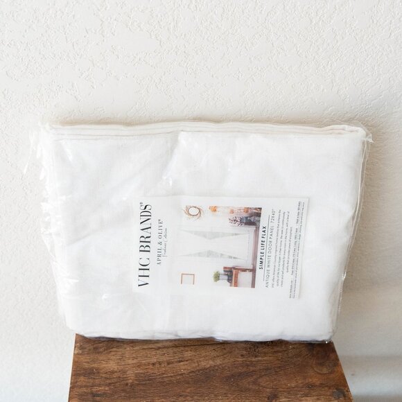 NWT VHC Brands Simple Life Flax Antique White Door Panel Linen Cotton 72"x40" - Picture 7 of 8